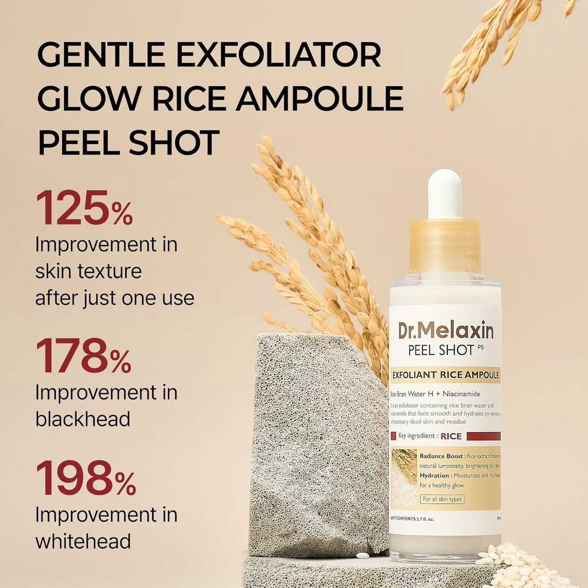 Dr. Melaxin Peel Shot Exfoliant Rice Ampoule - Korean Cosmetics