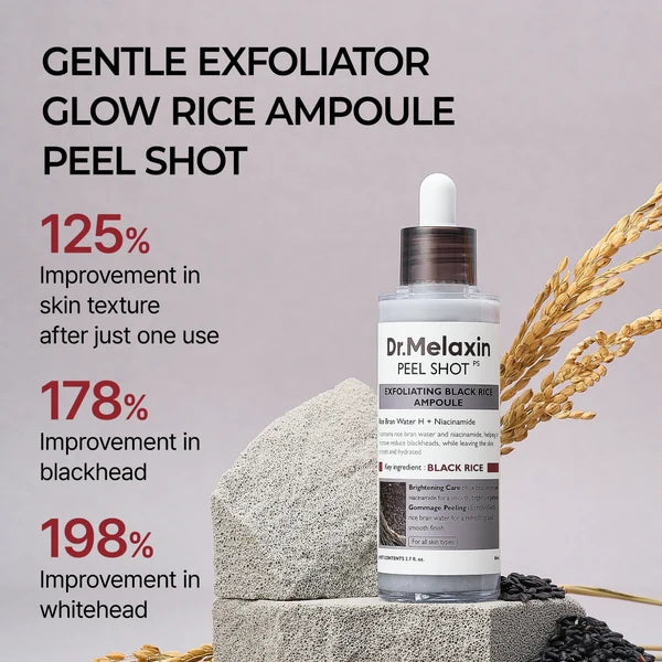 Dr. Melaxin Peel Shot Exfoliant Black Rice Ampoule - Korean Cosmetics