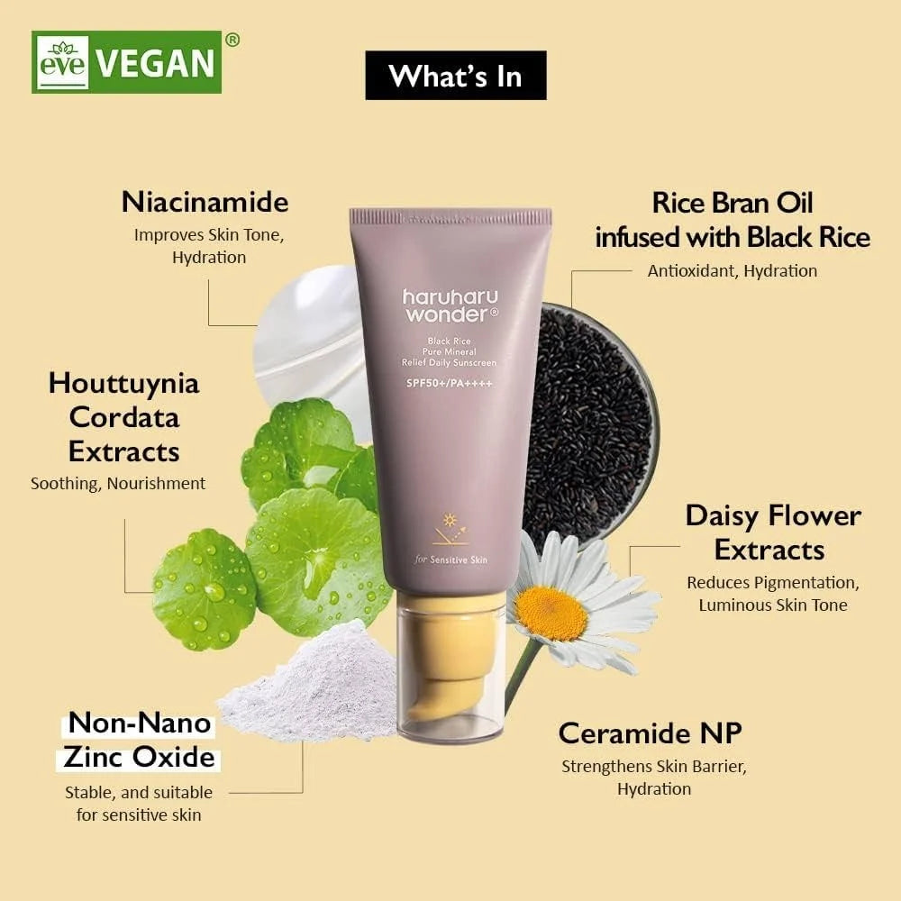Black Rice Pure Mineral Relief Daily Sunscreen - Korean Cosmetics